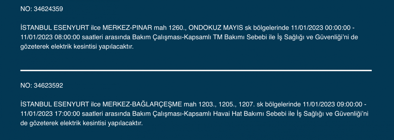 İstanbul’da uzun süreli elektrik kesintisi (11 Ocak) - Sayfa 12
