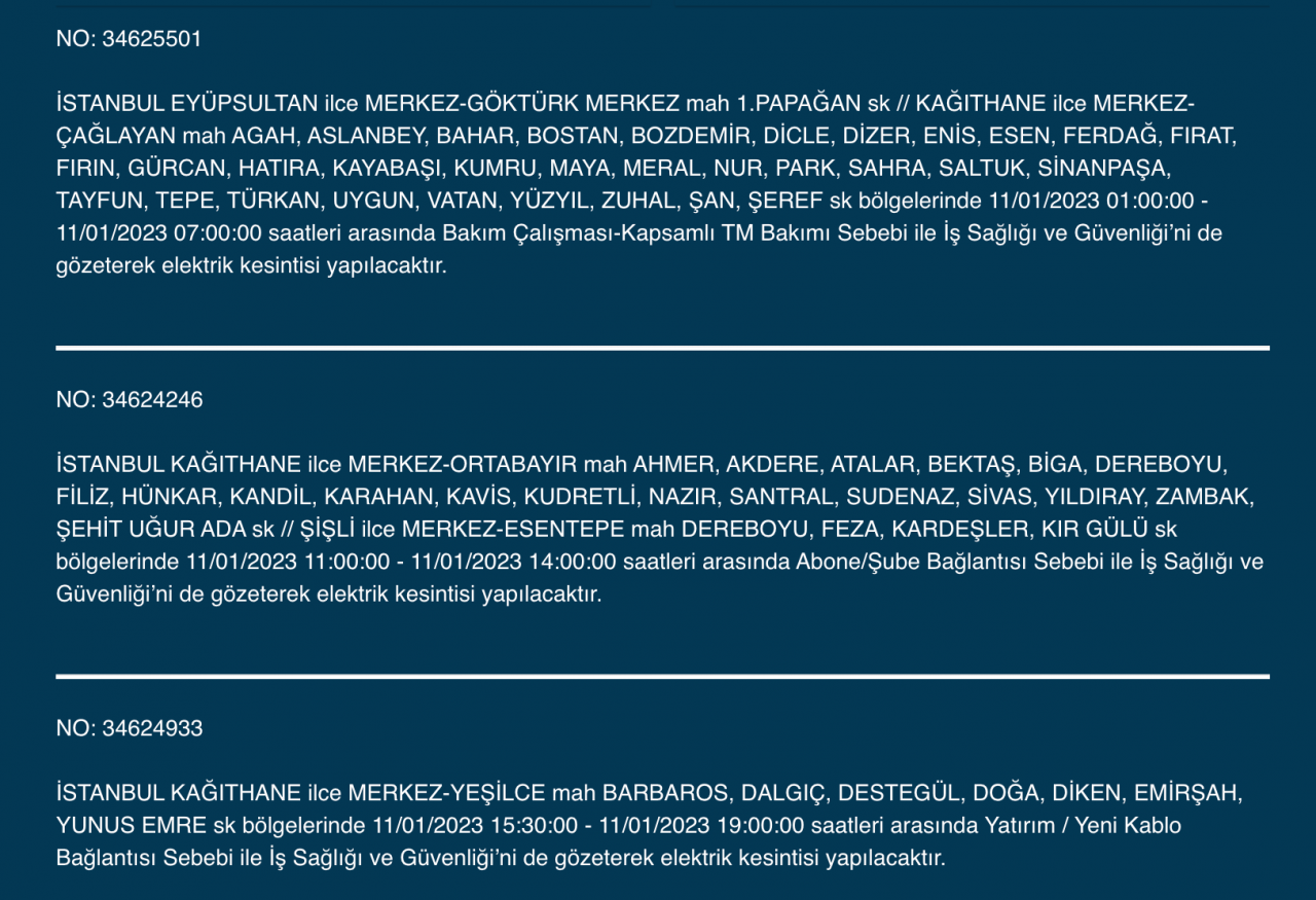 İstanbul’da uzun süreli elektrik kesintisi (11 Ocak) - Sayfa 23