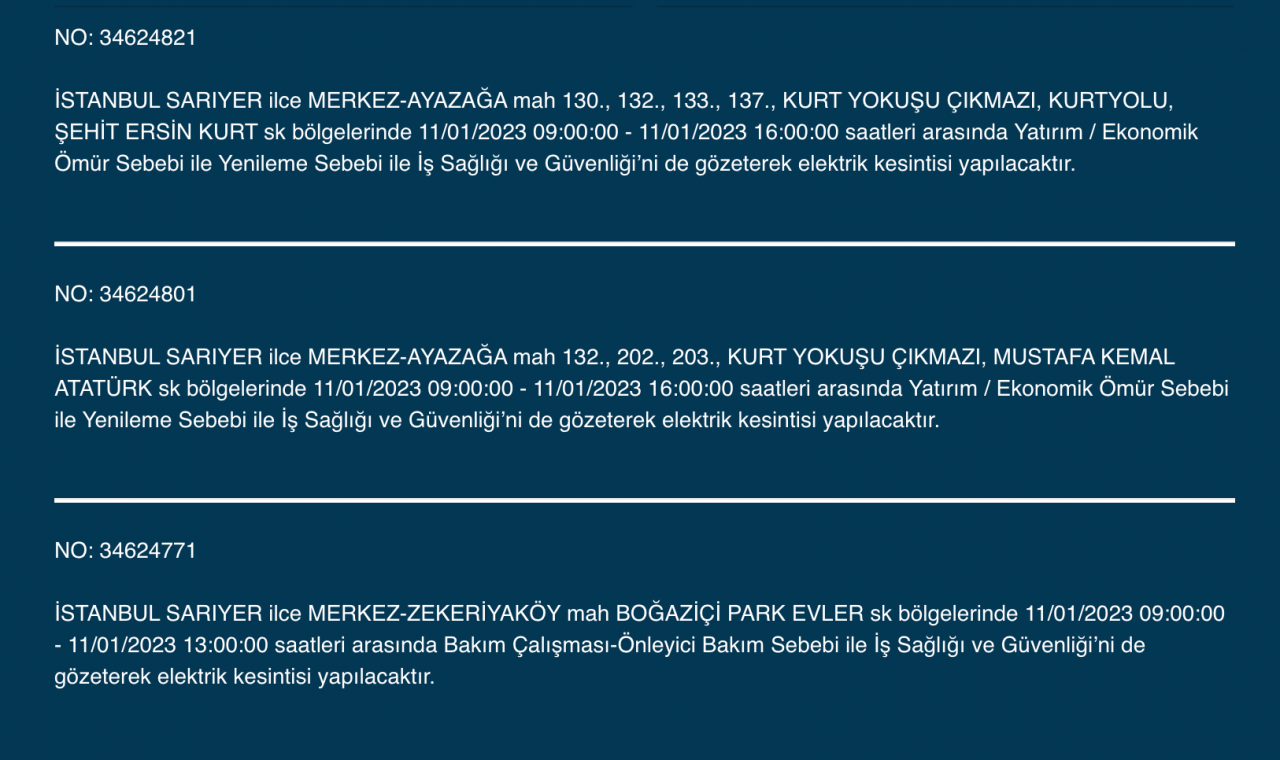 İstanbul’da uzun süreli elektrik kesintisi (11 Ocak) - Sayfa 24