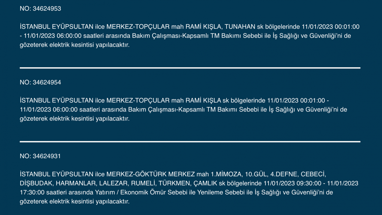 İstanbul’da uzun süreli elektrik kesintisi (11 Ocak) - Sayfa 13