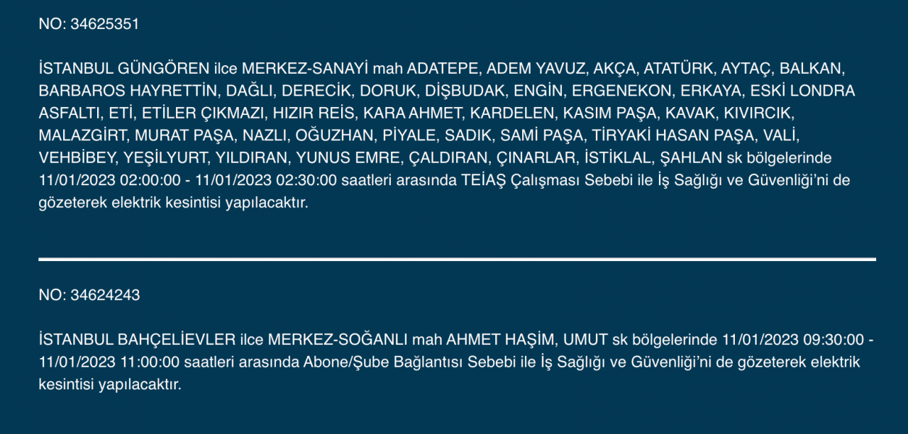 İstanbul’da uzun süreli elektrik kesintisi (11 Ocak) - Sayfa 21