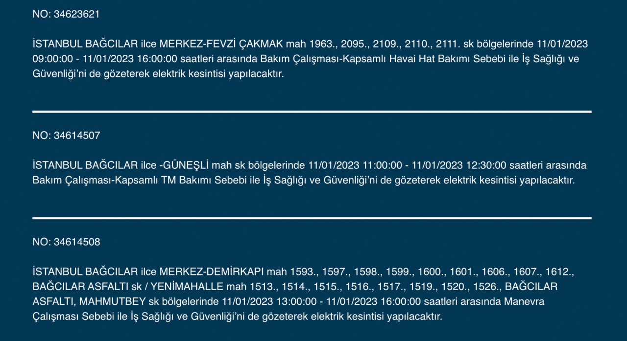 İstanbul’da uzun süreli elektrik kesintisi (11 Ocak) - Sayfa 5