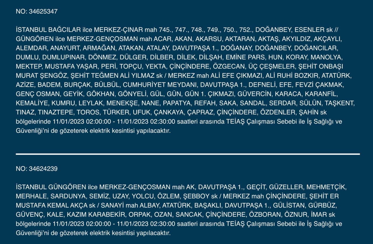 İstanbul’da uzun süreli elektrik kesintisi (11 Ocak) - Sayfa 19