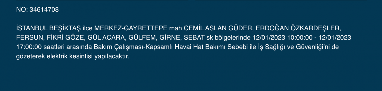 İstanbul’da 32 ilçede elektrikler kesilecek (12 Ocak) - Sayfa 11