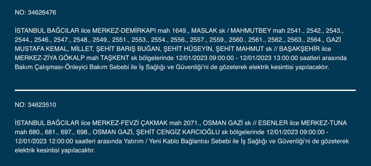 İstanbul’da 32 ilçede elektrikler kesilecek (12 Ocak) - Sayfa 5
