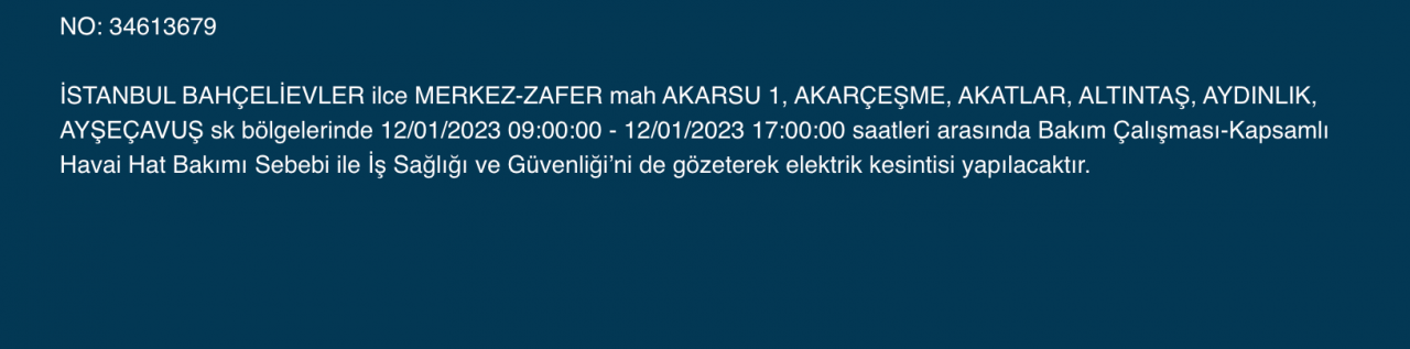 İstanbul’da 32 ilçede elektrikler kesilecek (12 Ocak) - Sayfa 8