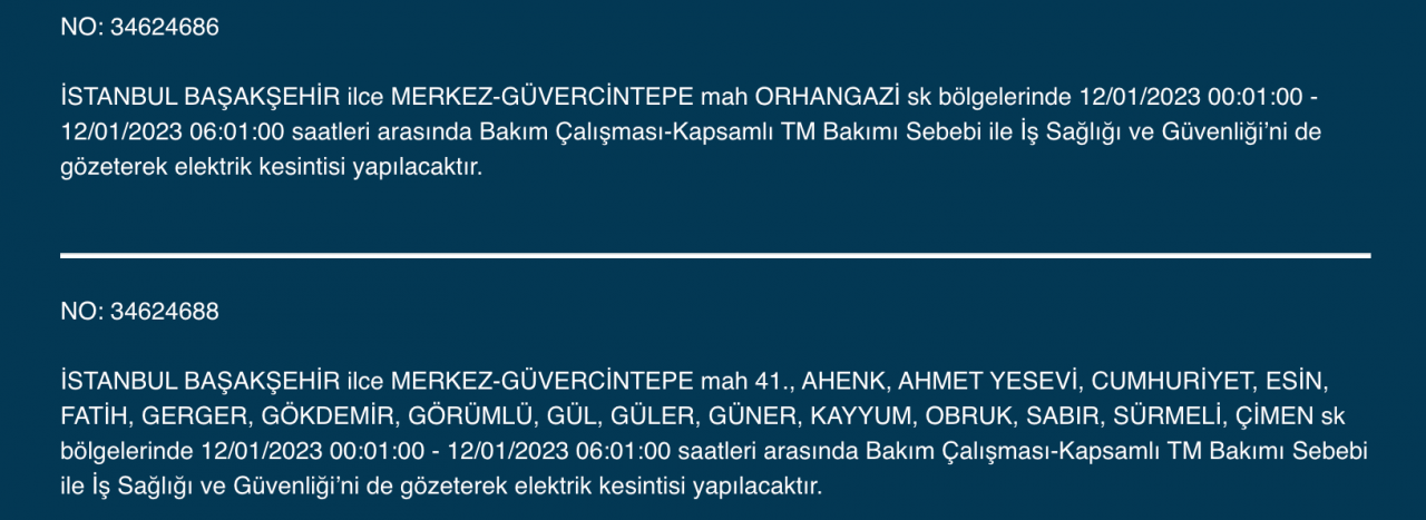 İstanbul’da 32 ilçede elektrikler kesilecek (12 Ocak) - Sayfa 9