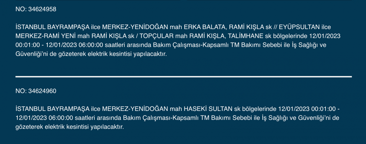 İstanbul’da 32 ilçede elektrikler kesilecek (12 Ocak) - Sayfa 10