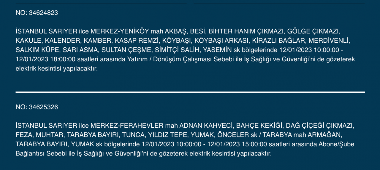 İstanbul’da 32 ilçede elektrikler kesilecek (12 Ocak) - Sayfa 25