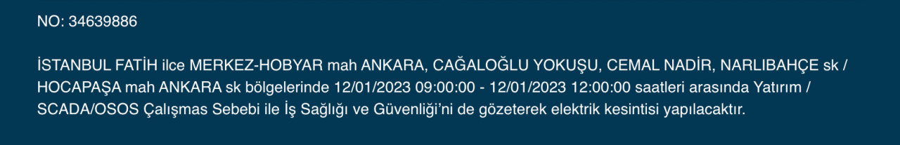 İstanbul’da 32 ilçede elektrikler kesilecek (12 Ocak) - Sayfa 18