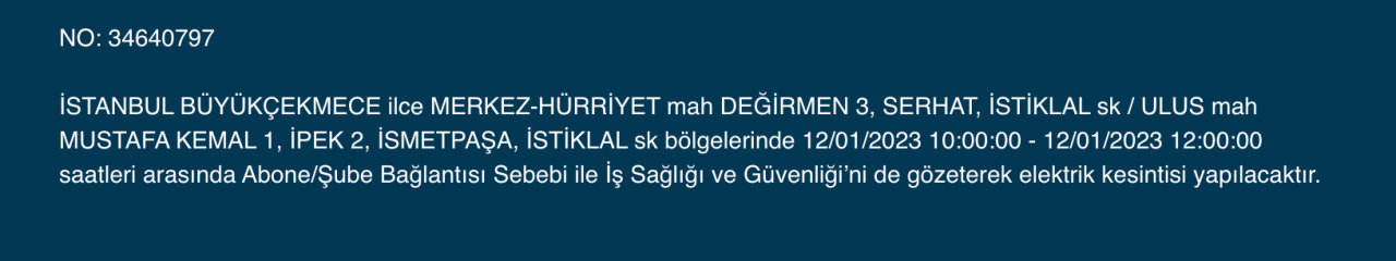 İstanbul’da 32 ilçede elektrikler kesilecek (12 Ocak) - Sayfa 13