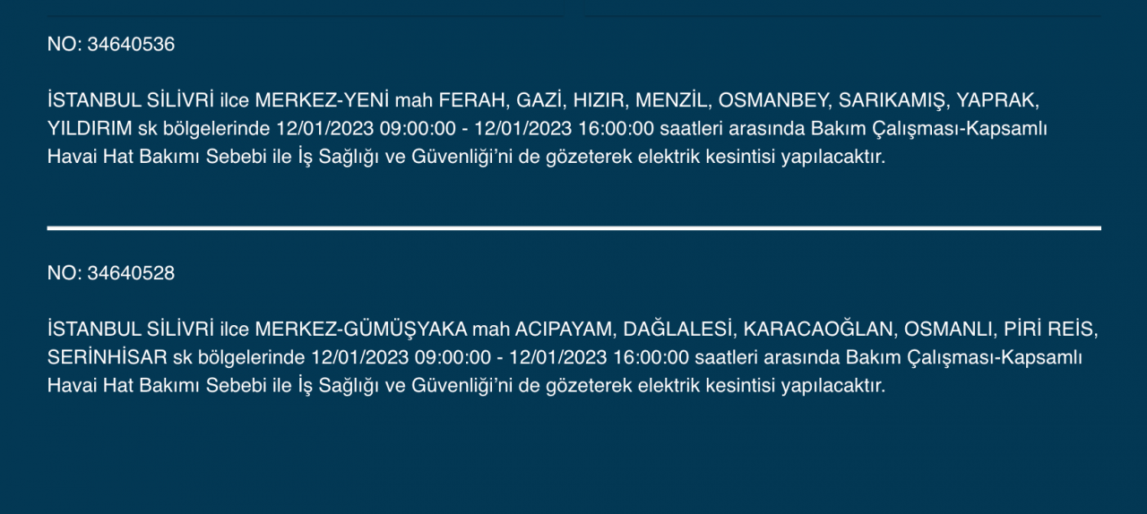İstanbul’da 32 ilçede elektrikler kesilecek (12 Ocak) - Sayfa 26