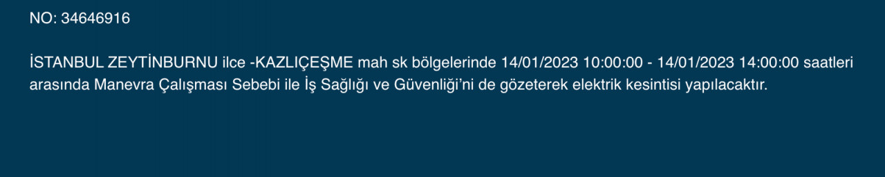 İstanbul’un çok sayıda ilçesine elektrik verilemeyecek (14 Ocak) - Sayfa 21