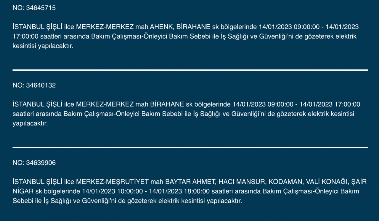 İstanbul’un çok sayıda ilçesine elektrik verilemeyecek (14 Ocak) - Sayfa 20