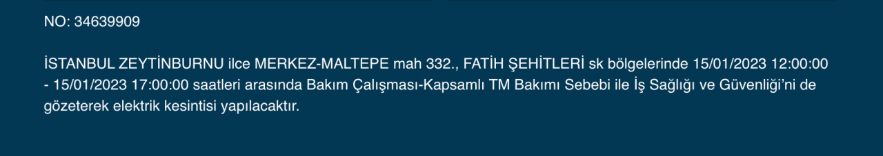 İstanbul’da 15 ilçede elektrikler kesilecek (15 Ocak) - Sayfa 16