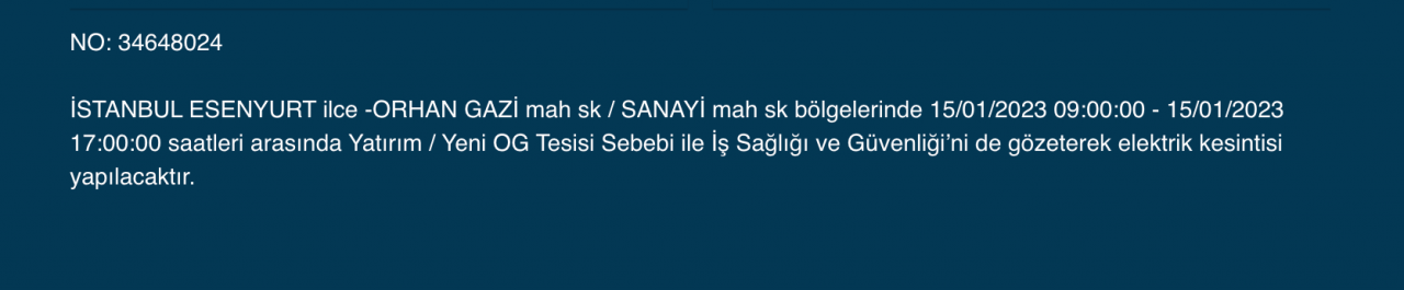 İstanbul’da 15 ilçede elektrikler kesilecek (15 Ocak) - Sayfa 10