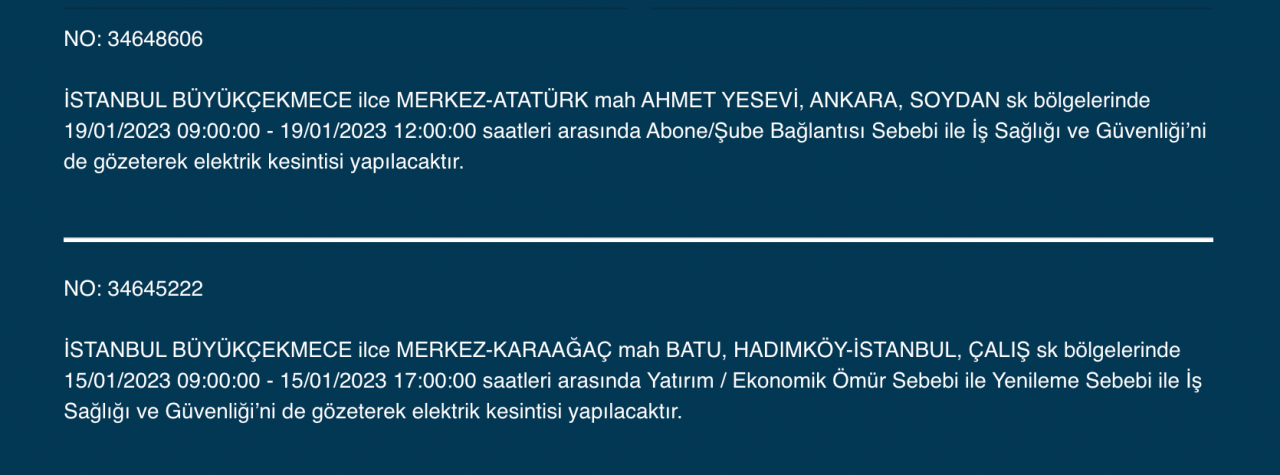 İstanbul’da 15 ilçede elektrikler kesilecek (15 Ocak) - Sayfa 8