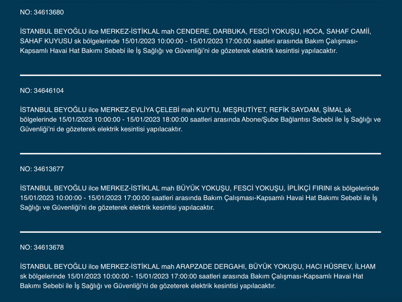 İstanbul’da 15 ilçede elektrikler kesilecek (15 Ocak) - Sayfa 7