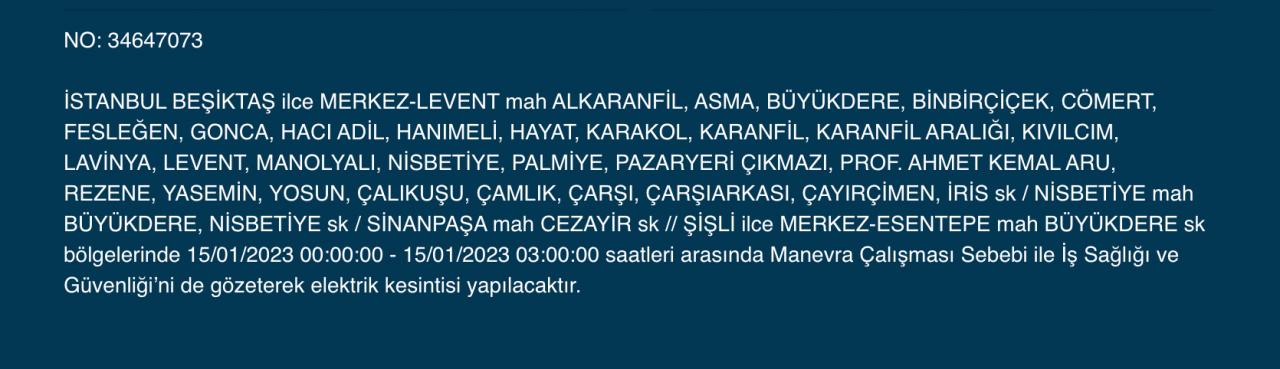 İstanbul’da 15 ilçede elektrikler kesilecek (15 Ocak) - Sayfa 5