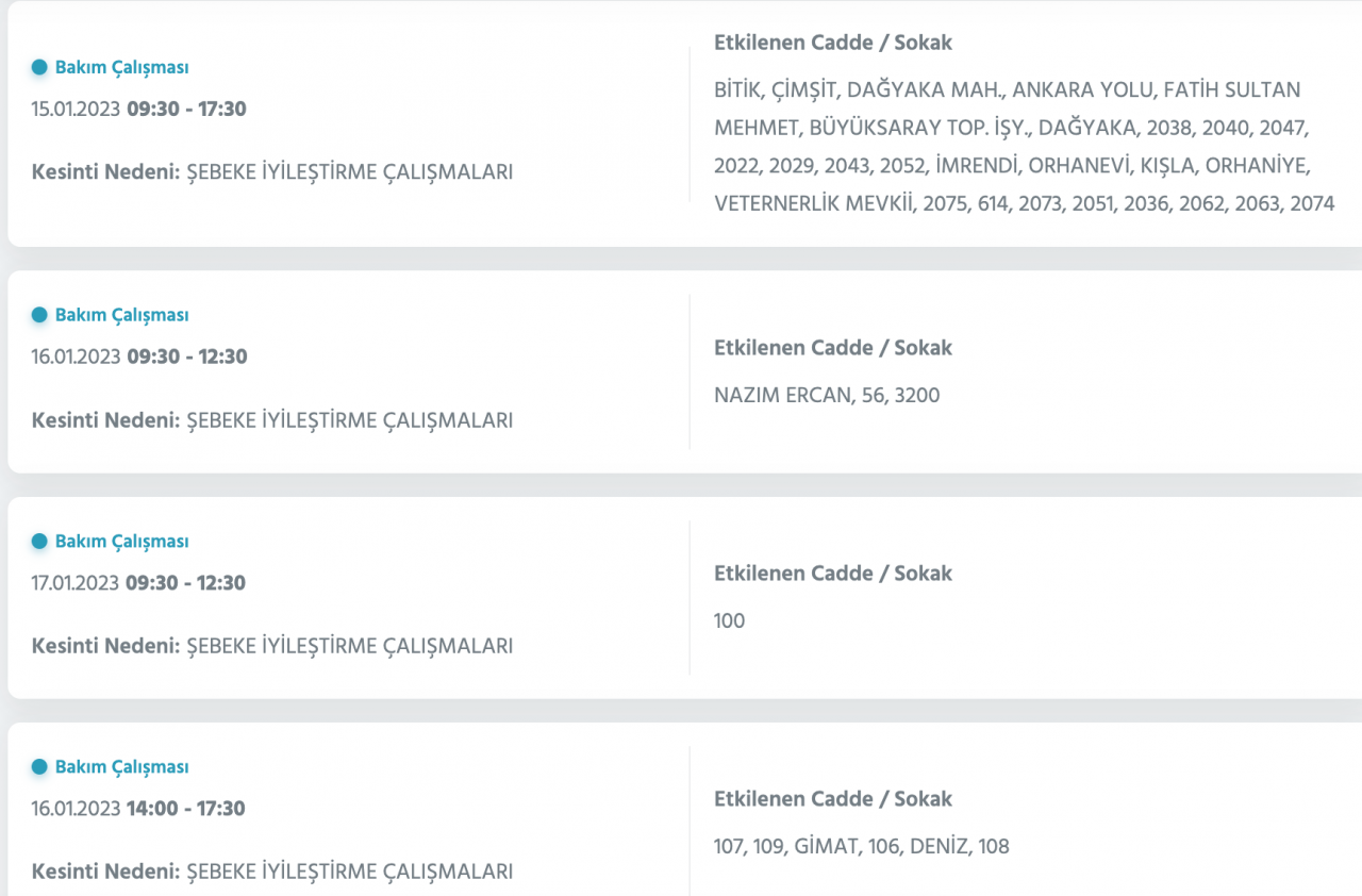 Ankara’da yüzlerce adrese kesinti uyarısı (15-16-17-18 Ocak) - Sayfa 26