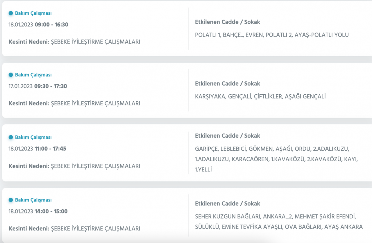 Ankara’da yüzlerce adrese kesinti uyarısı (15-16-17-18 Ocak) - Sayfa 8