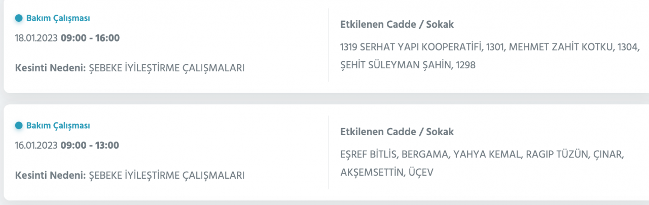 Ankara’da yüzlerce adrese kesinti uyarısı (15-16-17-18 Ocak) - Sayfa 39