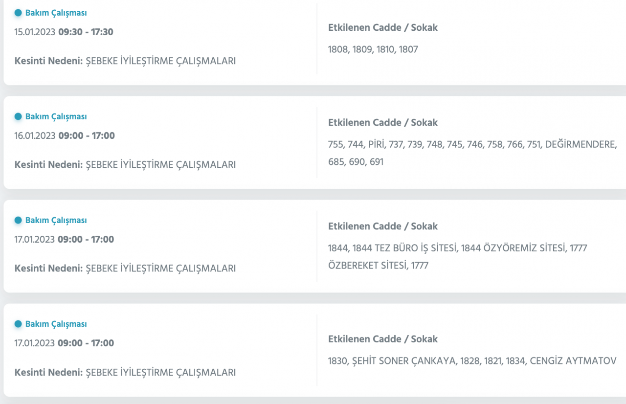 Ankara’da yüzlerce adrese kesinti uyarısı (15-16-17-18 Ocak) - Sayfa 38
