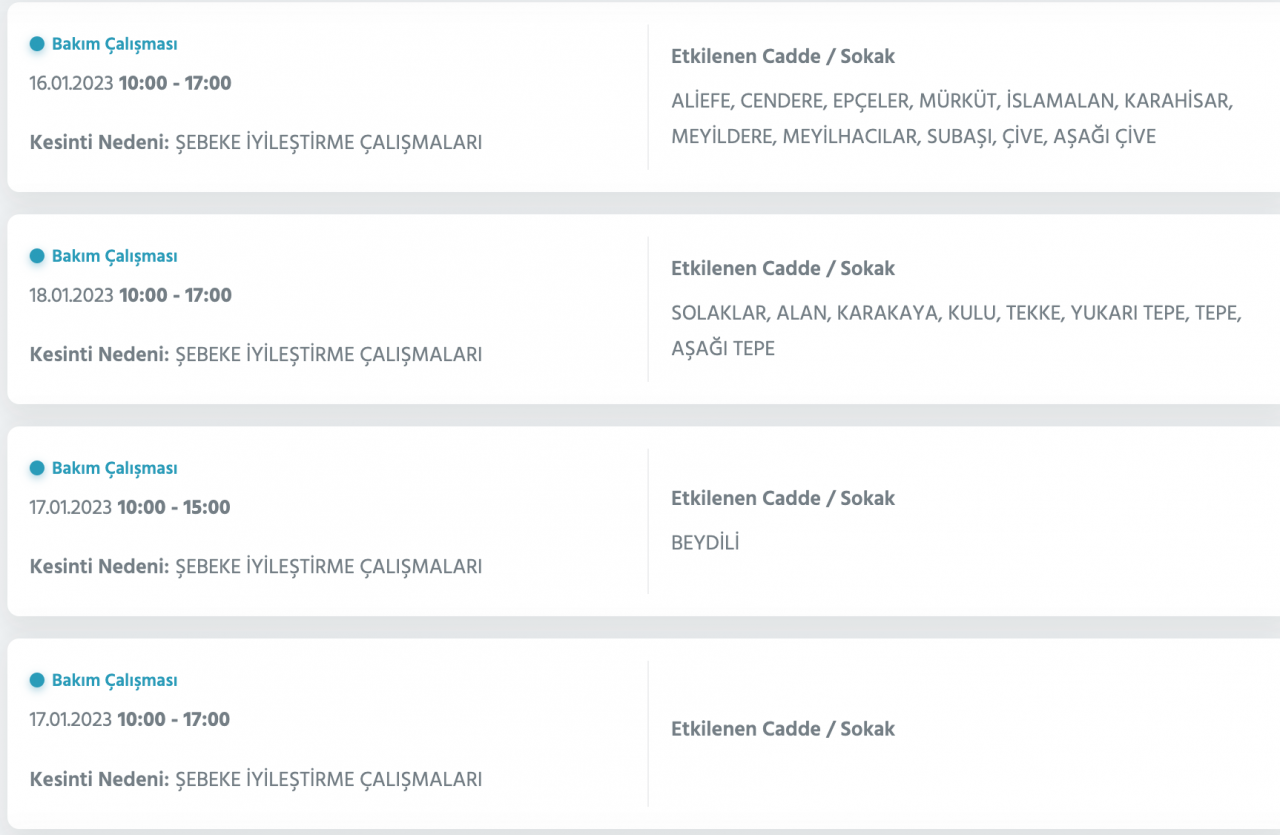 Ankara’da yüzlerce adrese kesinti uyarısı (15-16-17-18 Ocak) - Sayfa 32