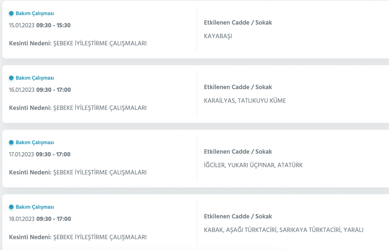 Ankara’da yüzlerce adrese kesinti uyarısı (15-16-17-18 Ocak) - Sayfa 33