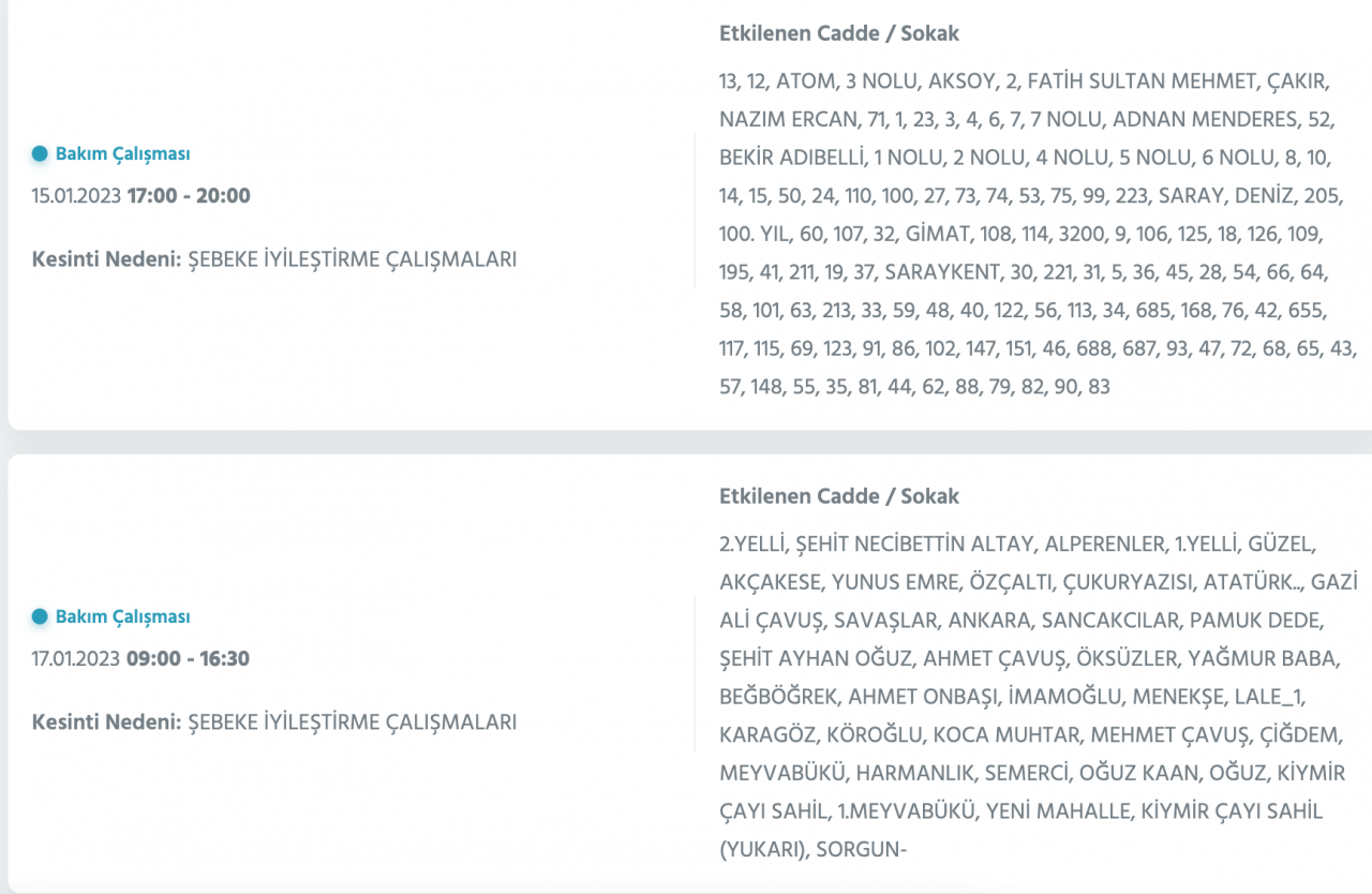 Ankara’da yüzlerce adrese kesinti uyarısı (15-16-17-18 Ocak) - Sayfa 7