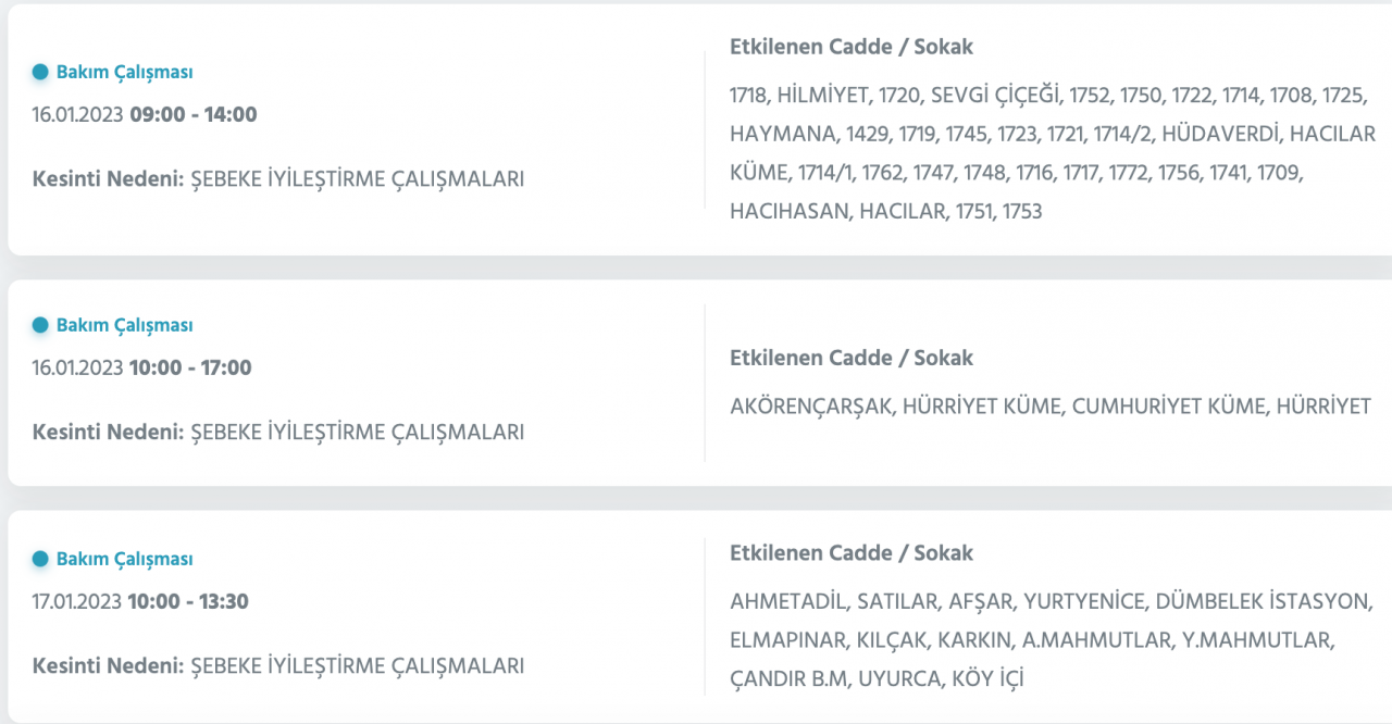 Ankara’da yüzlerce adrese kesinti uyarısı (15-16-17-18 Ocak) - Sayfa 22