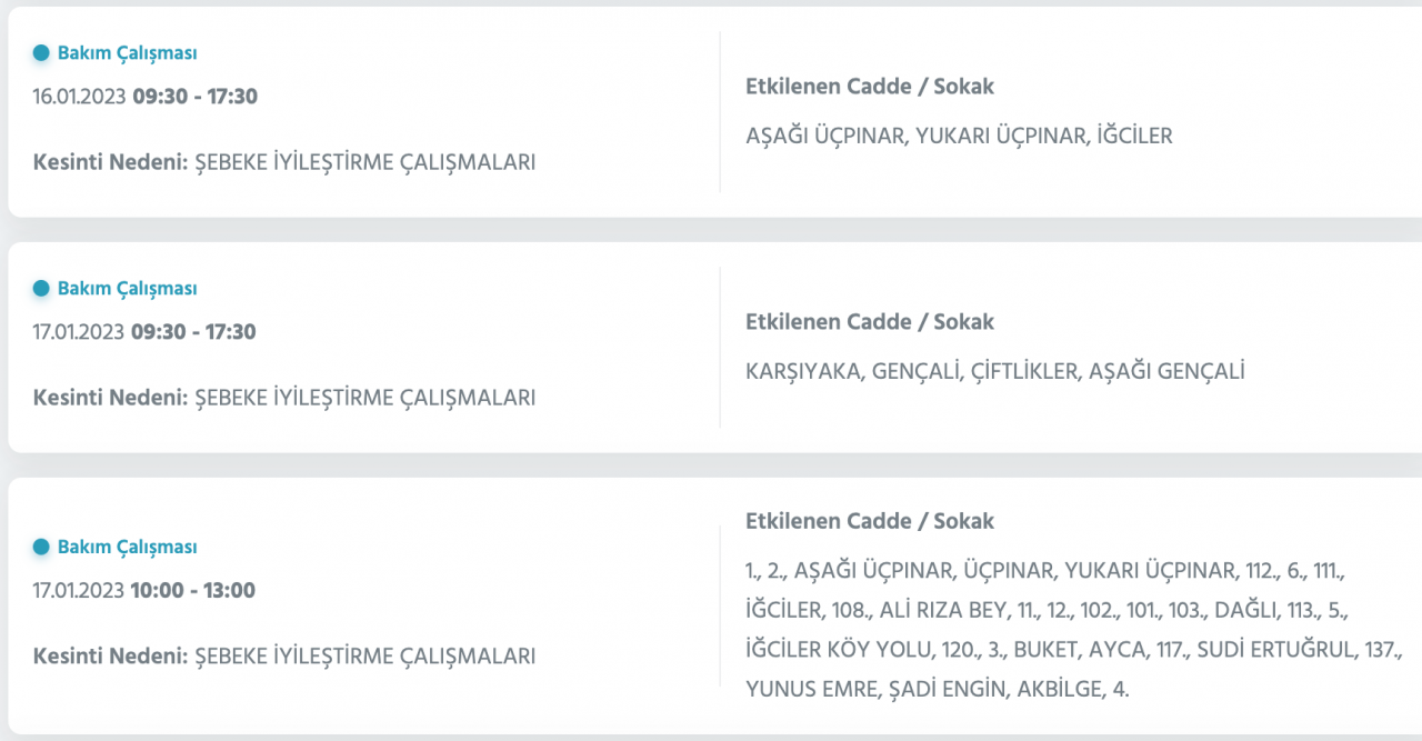 Ankara’da yüzlerce adrese kesinti uyarısı (15-16-17-18 Ocak) - Sayfa 34