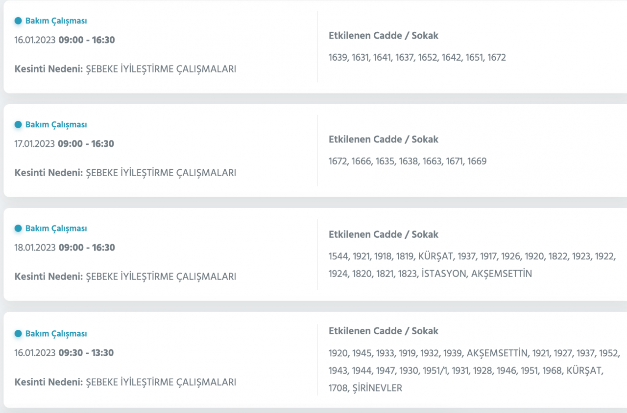 Ankara’da yüzlerce adrese kesinti uyarısı (15-16-17-18 Ocak) - Sayfa 18