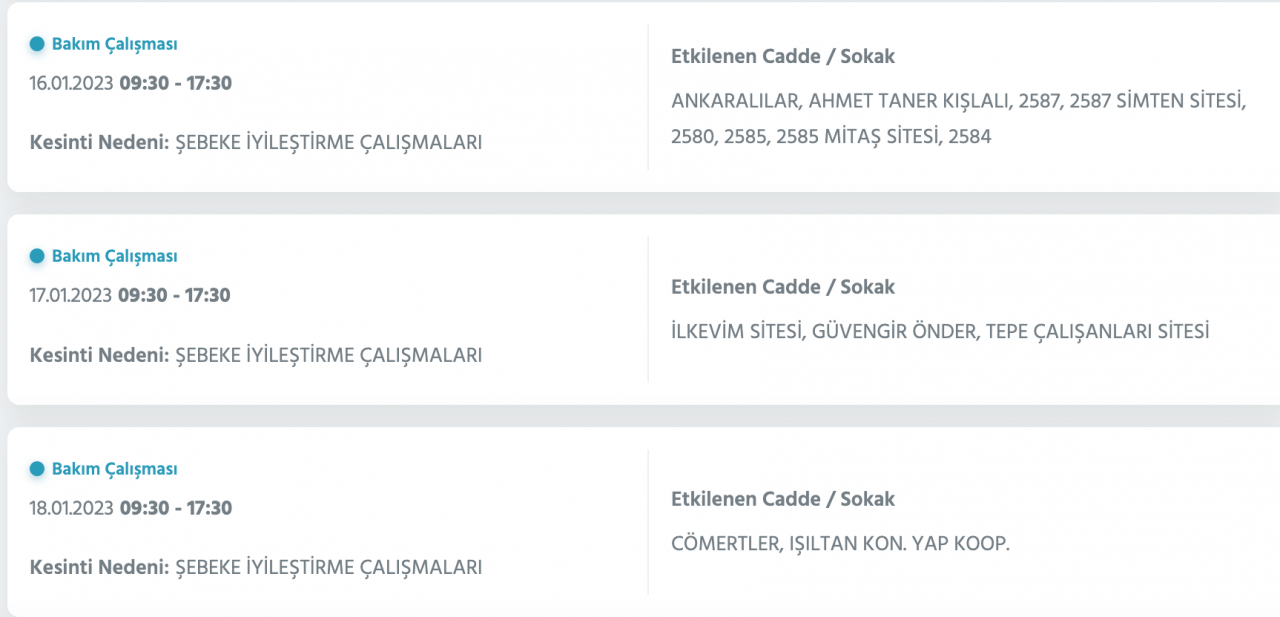 Ankara’da yüzlerce adrese kesinti uyarısı (15-16-17-18 Ocak) - Sayfa 14