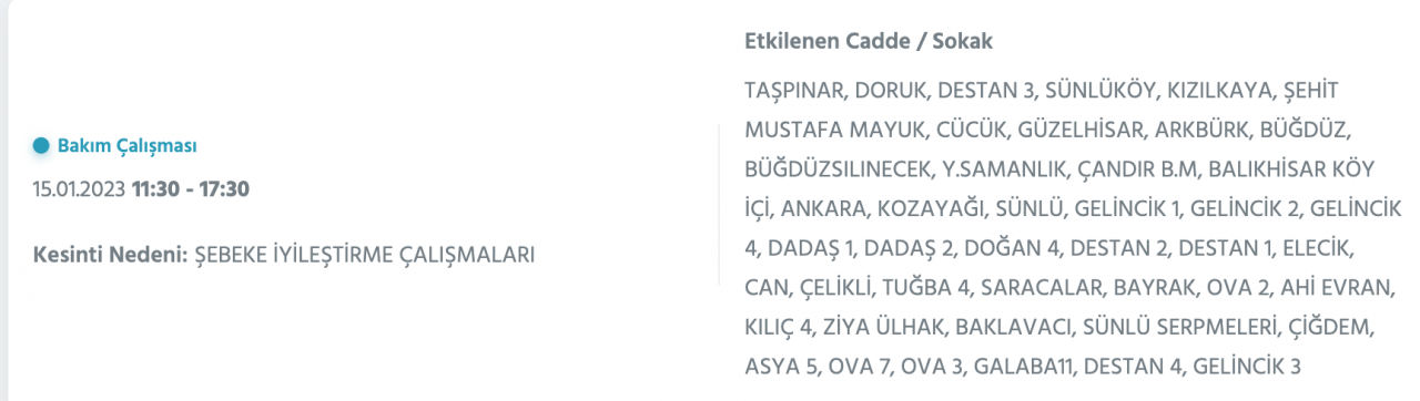 Ankara’da yüzlerce adrese kesinti uyarısı (15-16-17-18 Ocak) - Sayfa 35