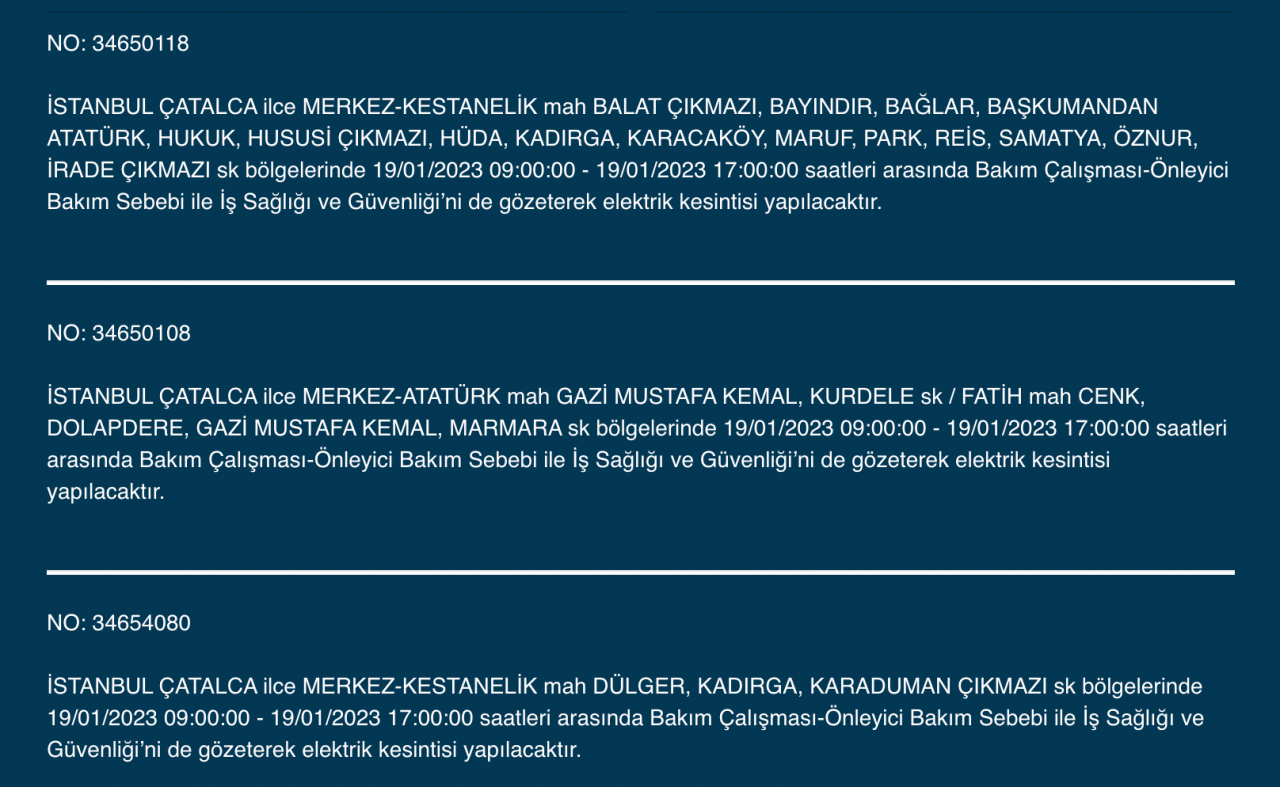 İstanbul'un bu ilçelerinde elektrikler kesilecek (19 Ocak) - Sayfa 16