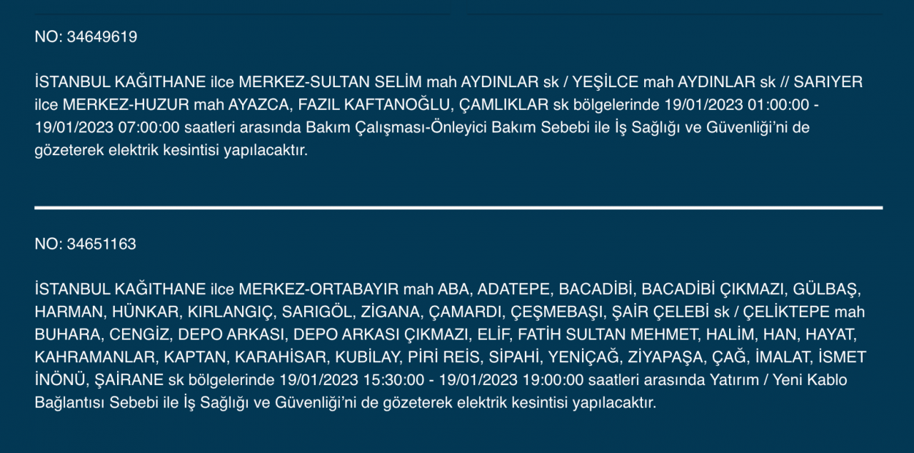 İstanbul'un bu ilçelerinde elektrikler kesilecek (19 Ocak) - Sayfa 25