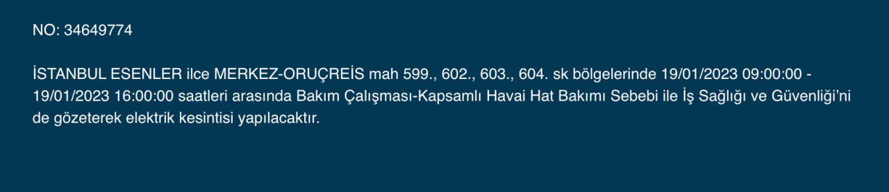 İstanbul'un bu ilçelerinde elektrikler kesilecek (19 Ocak) - Sayfa 17