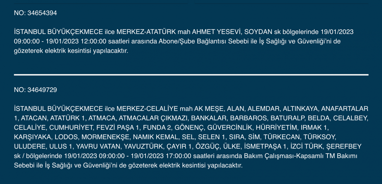 İstanbul'un bu ilçelerinde elektrikler kesilecek (19 Ocak) - Sayfa 15