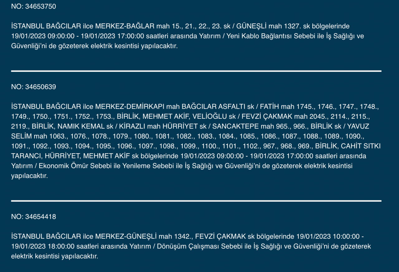 İstanbul'un bu ilçelerinde elektrikler kesilecek (19 Ocak) - Sayfa 5