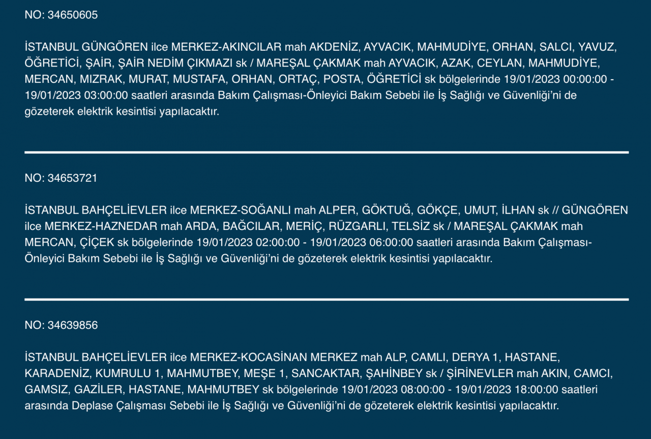 İstanbul'un bu ilçelerinde elektrikler kesilecek (19 Ocak) - Sayfa 23