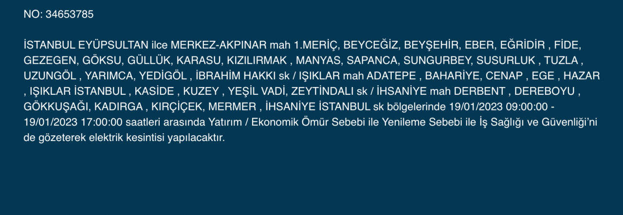 İstanbul'un bu ilçelerinde elektrikler kesilecek (19 Ocak) - Sayfa 21