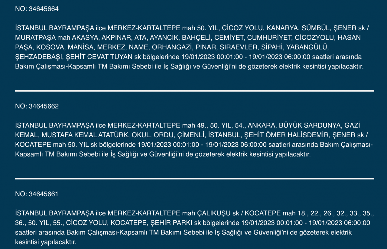 İstanbul'un bu ilçelerinde elektrikler kesilecek (19 Ocak) - Sayfa 9