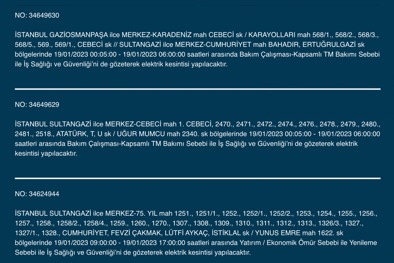 İstanbul'un bu ilçelerinde elektrikler kesilecek (19 Ocak) - Sayfa 29