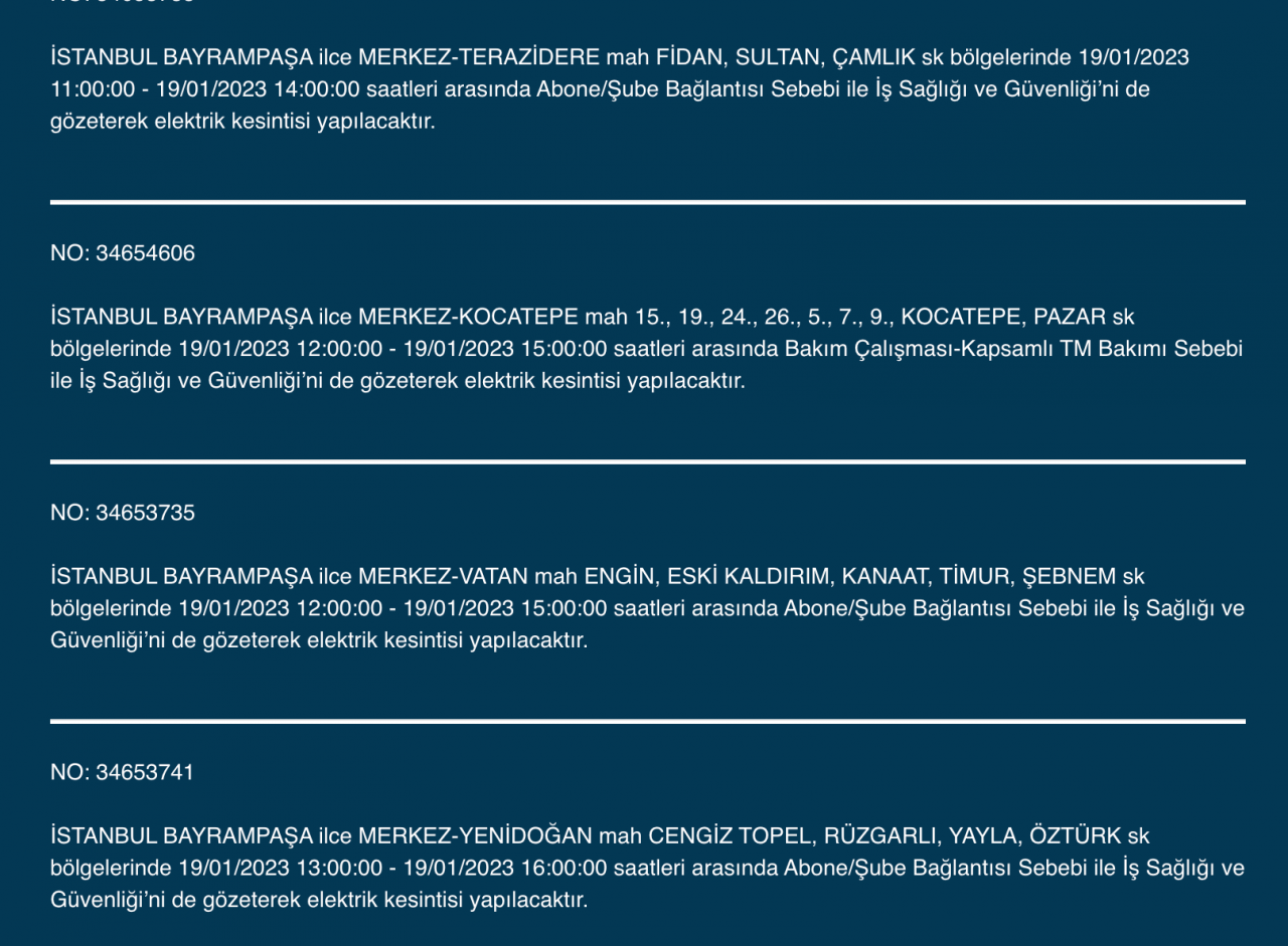 İstanbul'un bu ilçelerinde elektrikler kesilecek (19 Ocak) - Sayfa 11