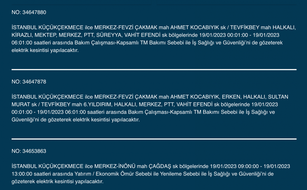 İstanbul'un bu ilçelerinde elektrikler kesilecek (19 Ocak) - Sayfa 26