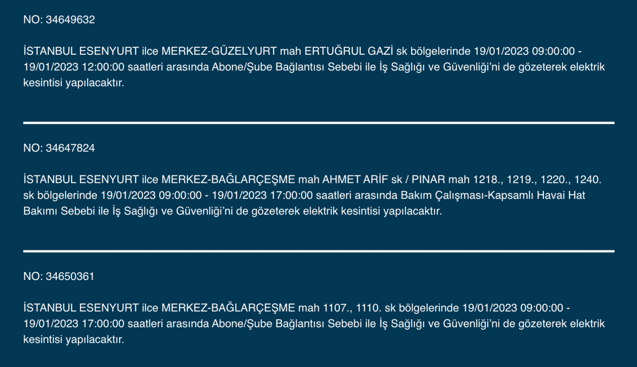 İstanbul'un bu ilçelerinde elektrikler kesilecek (19 Ocak) - Sayfa 19