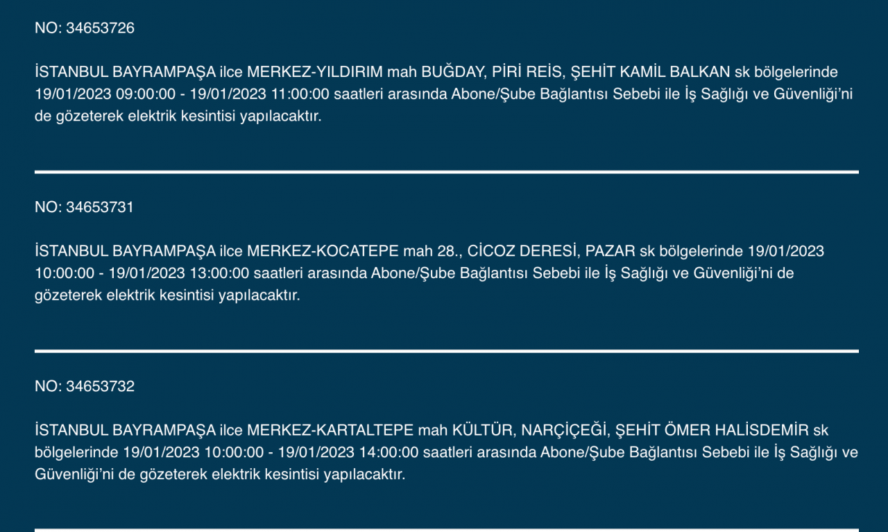 İstanbul'un bu ilçelerinde elektrikler kesilecek (19 Ocak) - Sayfa 10
