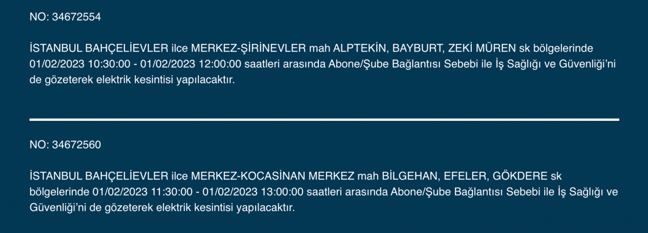 İstanbul’da geniş çaplı elektrik kesintisi! (1 Şubat) - Sayfa 6