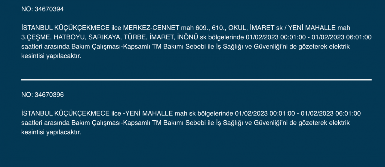 İstanbul’da geniş çaplı elektrik kesintisi! (1 Şubat) - Sayfa 21